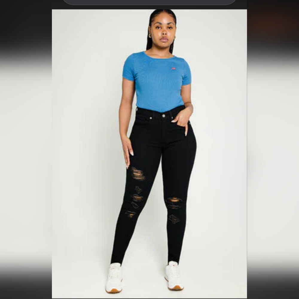 Levi's 720 "Ring the Alarm" High Rise Super Skinny black jeans size 34,faded.